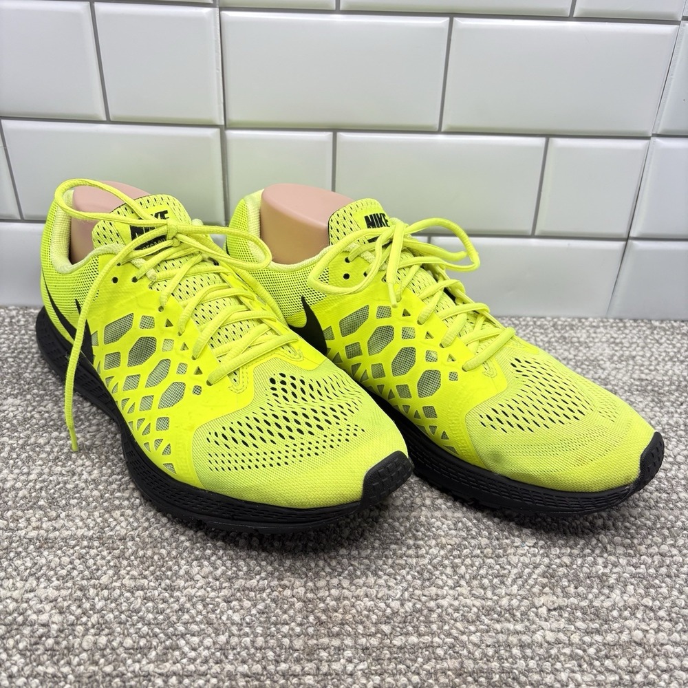 Nike Zoom Pegasus 31 652925-700 Mens 11.5 Running Shoes Volt Black Mesh Sneaker